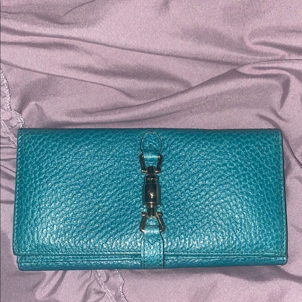 Gucci Teal Leather Wallet with Textured Finish